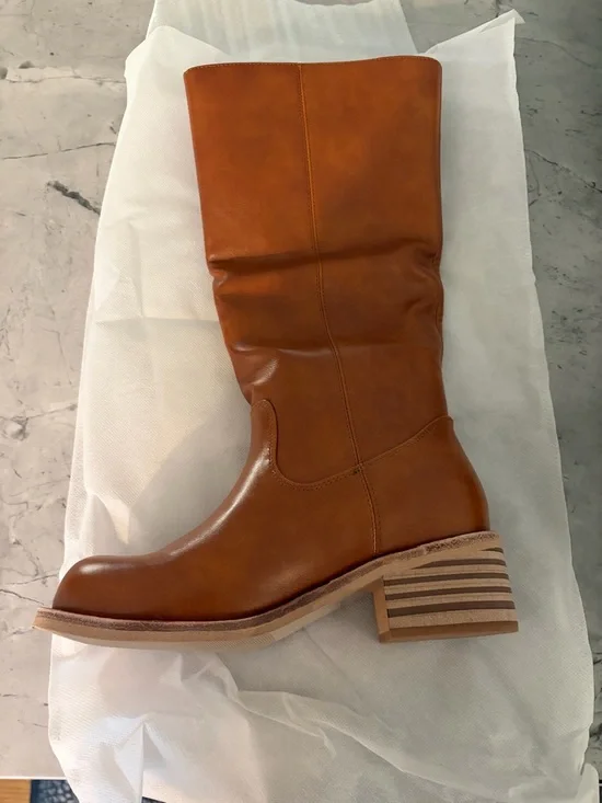 VBDB Lace Brown Knee High Boots - Picture 3 of 6